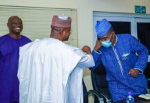 Gov Yahaya Bello for President of Nigeria? Governor Yahya Bello exchanging pleasantries with Alhaji Yushau Shuaib, Multi-Award Winning PR in Nigeria