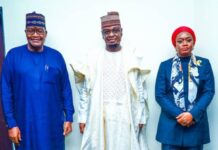 BREAKING: CBN, NCC Approve N6.98k As New Charge For USSD Services Minister of Communications and Digital Economy, Dr. Isa Ali Ibrahim Pantami with EVC, Nigeria Communication Commission, NCC, prof. Umar Garba Danbata and secure ID CEO