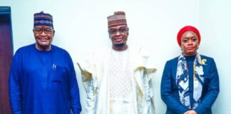 BREAKING: CBN, NCC Approve N6.98k As New Charge For USSD Services Minister of Communications and Digital Economy, Dr. Isa Ali Ibrahim Pantami with EVC, Nigeria Communication Commission, NCC, prof. Umar Garba Danbata and secure ID CEO