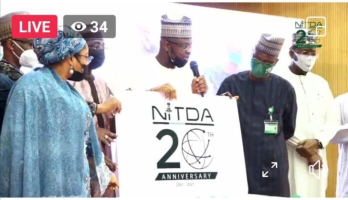 Unveiling of NITDA's 20th anniversary logo by Dr. Isa Ali Ibrahim Pantami, Minister of Communication And Digital Economy
