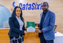 Cyber security Plays Essential Role In digital asset protection – DG NITDA -r: Country Manager, Data Sixth, Ms Happiness Obioha and the DG, NITDA, Mallam Kashifu Inuwa Abdullahi, during his visit to the Head office in Lagos.