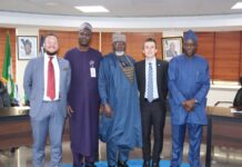 SpaceX Team Visits NCC, To Launch Low-Earth Orbit Satellites In Nigeria L-R: Consultant to SpaceX, Levin Born; Director, Spectrum Administration, Nigerian Communications Commission (NCC), Oluwatoyin Asaju; Executive Commissioner, Technical Services, NCC, Ubale Maska; SpaceX’s Starlink Market Access Director for Africa, Ryan Goodnight and Executive Commissioner, Stakeholder Management, Adeleke Adewolu, during the SpaceX’s presentation to the Commission in Abuja.