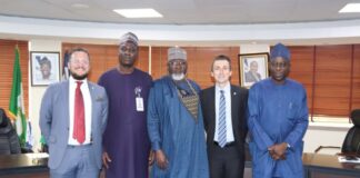 SpaceX Team Visits NCC, To Launch Low-Earth Orbit Satellites In Nigeria L-R: Consultant to SpaceX, Levin Born; Director, Spectrum Administration, Nigerian Communications Commission (NCC), Oluwatoyin Asaju; Executive Commissioner, Technical Services, NCC, Ubale Maska; SpaceX’s Starlink Market Access Director for Africa, Ryan Goodnight and Executive Commissioner, Stakeholder Management, Adeleke Adewolu, during the SpaceX’s presentation to the Commission in Abuja.