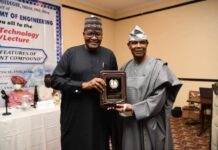 NCC Bags NAE Award For Contributions To Nigerian Digital Economy Growth Executive Vice Chairman/CEO, Nigerian Communications Commission (NCC), Prof. Umar Danbatta (Left) receiving a recognition award from President, National Academy of Engineerring (NAE), Engr. Alex Ogedengbe during the Academy's 2021 Annual Dinner/Lecture at Sheraton Hotels & Tower, Lagos