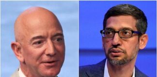 Am Jealous Of Jeff Bezos Upcoming Space Flight, Says Google CEO Jeff Bezos with Goggle CEO, Sundar Pichai
