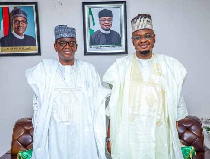 (L-R) The Executive Governor, Zamfara State, Gov. Bello Mohammed Matawalle with Minister of Communication and Digital Economy, Dr. Isa Ali Ibrahim pantami