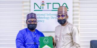 NITDA To Support AREAI On Digital Innovation For Rural Communities R-l: Mallam Kashifu Inuwa Abdullahi, director general of NITDA with Prince Gideon Olarewaju, chief executive director, AREA