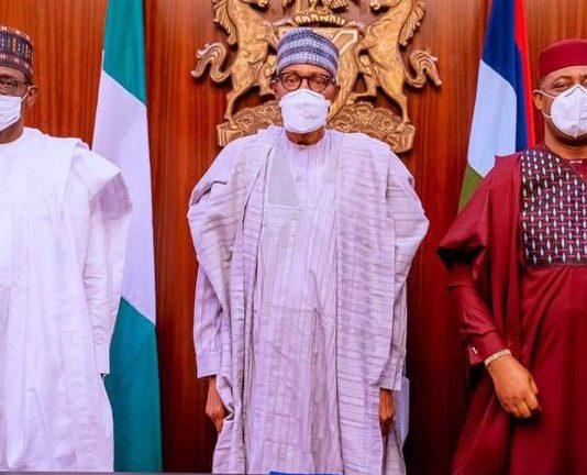 Can Fani-Kayode Bring Secessionist Agitators to Peace Table? L-R, Femi Fani Kayode with President Muhammad Buhari and other APC stakeholders at Presidential Villa, abuja