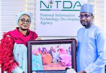 NITDA, Refugees Commission Train IDPs on ICT Skills Director General of NITDA, Mallam kashifu Inuwa Abdullahi with Ms Imaan Suleiman Ibrahim, Director General of NCFRMI