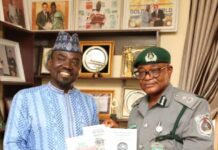 NCS Aids Food Production, Urges Importers To Embrace E-Valuation System Mal. Yushau Shuaib of PR Nigeria with spokesperson, Nigeria Custom Service, Deputy Controller Timi Bomodi