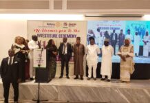 Senator Shettima Speaks on Leadership in Nigeria as Yusuf Alli Leads Rotary Club Senator kashim shettima and Rotary club team during rotary club investiture ceremony