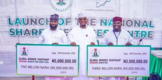 Buhari flags off Five Million Microsoft skills training programme; rewards ShapShap, FLOEWS Prof Pantami, Khalil Halil, Founder of ShapShap (L) and Bashir Abubakar, Founder & CEO, FLOEWS
