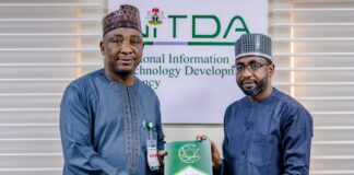 NITDA Boss Canvasses For Indigenous Characters In Online Sports, Games DG NITDA Kashifu Inuwa Abdullahi with NFF President, Ibrahim Musa Gusau