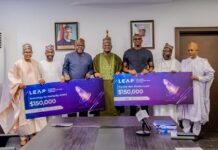 Pantami Receives Global Winners from LEAP 2023 Rocket Fuel Pitch Startup Competition in Riyadh Minister of Communications and Digital Economy, Prof. Isa Ali Ibrahim Pantami, Kashifu Inuwa Abdullahi, Prof Abubakar Mohammed with Global Winners of the LEAP 2023 Rocket Fuel Pitch Startup Competition