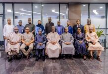 Pantami Inaugurates Nigeria Startup Act Implementation Committee Minister of Communications and Digital Economy, Prof. Isa Ali Ibrahim (Pantami) in a group photograph with members of the Nigeria Startup Act Implementation Committee