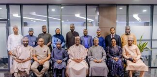 Pantami Inaugurates Nigeria Startup Act Implementation Committee Minister of Communications and Digital Economy, Prof. Isa Ali Ibrahim (Pantami) in a group photograph with members of the Nigeria Startup Act Implementation Committee