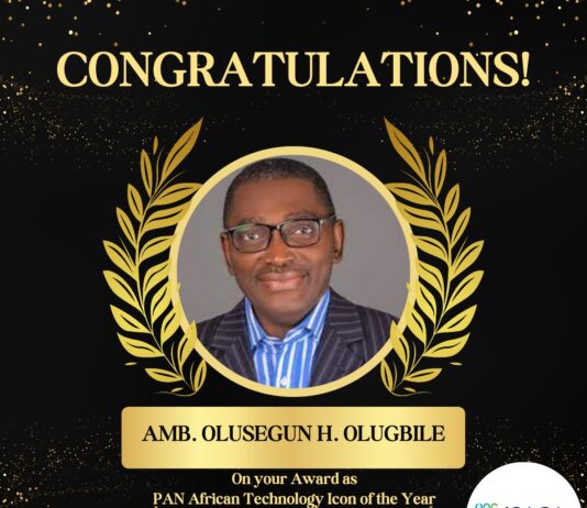 ISACA Congratulates Amb. Olugbile on his Award As PAN African Technology Icon of the Year