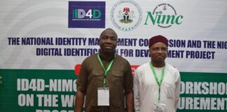NIMC Boss Tasks Management on Compliance as Expert Calls for Amendment NIMC DG, Engr. Aliyu Aziz Abubakar with ID4D project Communications Manager, Dr. Walter Duru