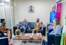 NITDA’s Talent Development Initiative Woos Business Sweden L-R : Anthonia Adenaye, Joran Bjallerstedt of Embassy of Sweden, DG, NITDA, Kashifu Inuwa, CCIE, and Nathalie Thiel of Business Sweden