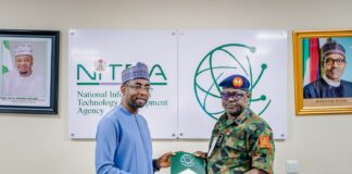 Emerging Tech: NITDA, NYSC to Collaborate on Scaling Awareness & Adoption The Director-General of NITDA, Kashifu Inuwa Abdullahi, CCIE & the Director-General, NYSC, Brig. Gen YD Ahmed during the courtesy call on NITDA