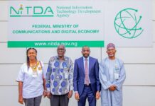Lifting Africa Out Of Poverty: NITDA To Partner with Expert in Driving Engineering Processes Group photograph of the COREN Registrar, Engr. Ademola Bello (right), DG NITDA, Kashifu Inuwa CCIE (second right), EBK Registrar/CEO, Engr. Margaret Ogai (left) and EBK Chairman, Engr. Erastus Mwongera (second left)