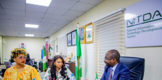 NITDA, LEAP Africa Collaborate To Harness Youth Talents L-R: The Director General of NITDA, Kashifu Inuwa CCIE, and members of LEAP Africa's led by its Executive Director, Kehinde Ayeni during the visit.