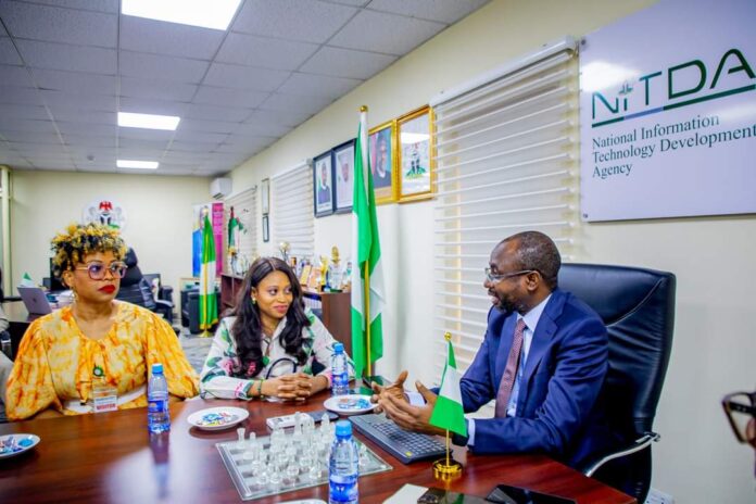L-R: The Director General of NITDA, Kashifu Inuwa CCIE, and members of LEAP Africa's led by its Executive Director, Kehinde Ayeni during the visit.