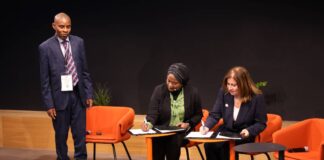 NITDA bags Golden Bridge award, Partners CISCO on Digital Transformation, Literacy Ag. Director Digital Literacy &Capacity Development Department, Dr Amina Sambo and the Vice President of CISCO Middle East & Africa, Reem Asaad singing the MoU