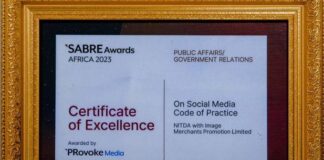 NITDA Bags ‘Certificate Of Excellence’ At APRA 2023 SABRE Certificate of excellence