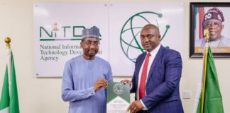 NITDA Leading Africa’s Digital Economy Drive – Zambian Govt NITDA DG, Kashifu Inuwa Abdullahi, CCIE, with ZICTA Director, Austin Sichinga