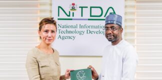 NITDA Woos Global Tech Giants For Support, Collaboration The DG, NITDA Kashifu Inuwa CCIE with Executive Vice President, Trixie Lohmirman of Dubai World Trade Centre