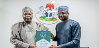 NITDA pledges enhanced collaboration with Gombe on digital literacy R-L: DG NITDA, Kashifu Inuwa Abdullahi, CCIE with Gombe State Governor, Muhammadu Inuwa Yahaya