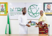 NITDA, ACEPHAP, To Leverage Digital Technology In Improving Health Care Sector DG NITDA, Kashifu Inuwa CCIE (left) with Director, ACEPHAP, Prof. Hadiza Galadanci (right) at the corporate headquarters of NITDA in Abuja
