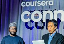 NITDA’s Journey to the Coursera Global Impact Award, by Shuaib S. Agaka DG NITDA, Kashifu Inuwa Abdullahi receiving award from Coursera