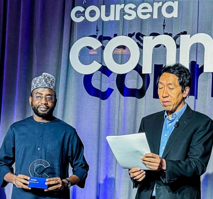 DG NITDA, Kashifu Inuwa Abdullahi receiving award from Coursera