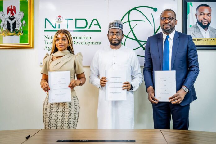 DG NITDA, Kashifu Inuwa Abdullahi( Middle) with Olugbenga Agboola( Right) and Olu White (Left)