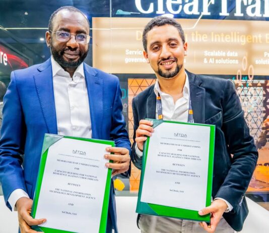 NITDA, SecDojo, Sign MOU To Establish Cybersecurity Academy in Nigeria DG NITDA, Kashifu Inuwa CCIE, and Chief Executive Officer of SecDojo, Mr. Younes Benzagmout at the signing ceremony, during GITEX Africa 2025 in Marrakech, Morocco.
