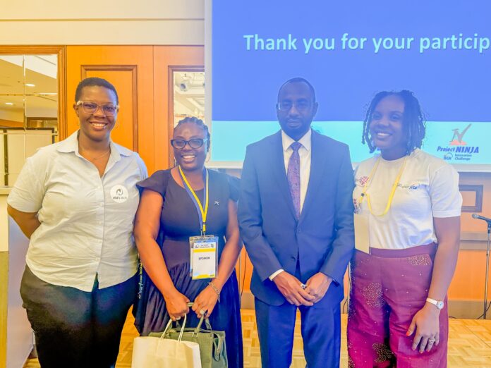 DG NITDA with the 3 winners of IgniteHer Bootcamp competition who made it to Japan