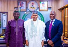 Government Partners CCC on Crisis Communication Hub to Combat Misinformation Yushau Shuaib, PRNigeria Founder, Mohahhamed Idris Malagi Information Minister and Maj Gen Chris Olukolade of CCC