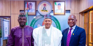 Government Partners CCC on Crisis Communication Hub to Combat Misinformation Yushau Shuaib, PRNigeria Founder, Mohahhamed Idris Malagi Information Minister and Maj Gen Chris Olukolade of CCC